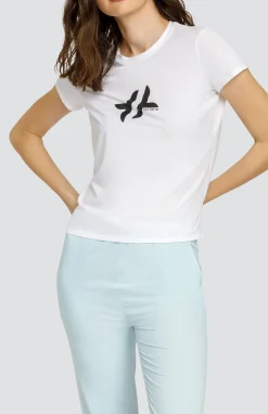 Bijou Top - Chalk White with Logo